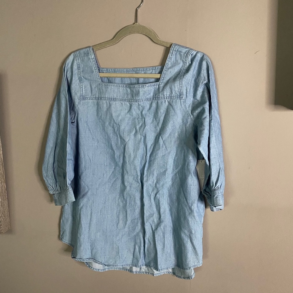 New with Tag Square Neck Chambray Top